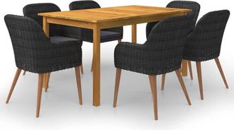 vidaXL Juego De Comedor Para Jard&iacute;n De 7 Piezas Negro Vidaxl