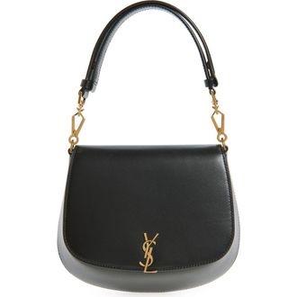 Saint Laurent Mini Voltaire Box Leather Top Handle Bag in Noir at Nordstrom