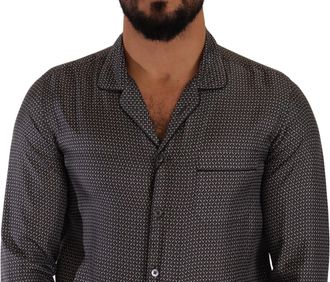 Dolce & Gabbana Gray Fantasy Pattern Pajama Top Mens Shirt Silk