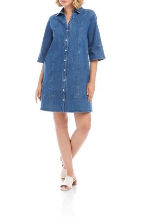 Karen Kane Flare Sleeve Denim Shirtdress in Chambray at Nordstrom, Size X-Large P