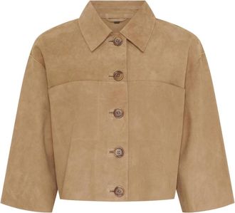 Notyz Leren jassen - Dames - Leren en Su&egrave;de Jassen - Bruin - XS - Leer - Jassen