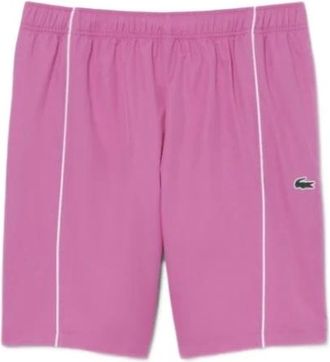 Lacoste Korte Broeken, Heren, Roze, S, Katoen, Trim Accent Diamond Taffeta Sport Shorts