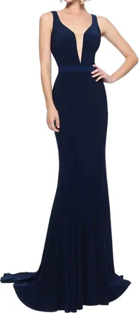 Sherri Hill Mermaid Sleeveless Prom Dress In Navy