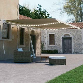 vidaXL Vidaxl - Toldo Autom&aacute;tico Con Led Sensor De Viento Crema 600x300 Cm