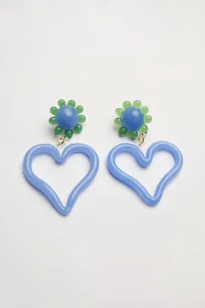 Levens Jewels Womens Xl Heart Earrings In Blue/green
