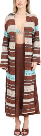 Akep Viscose/Polyester Cardigan - Brown/Beige