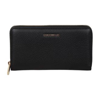 Coccinelle Wallets & Cardholders, female, Black, Size: ONE SIZE Metallic soft zipper around wallet