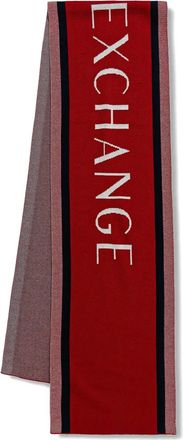 A|X Armani Exchange stripes-detail scarf - men - Cotton/Acrylic/Virgin Wool - One Size - Red