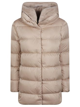 Herno Quilted Down Jacket with Faux Fur Collar and Concealed Closure