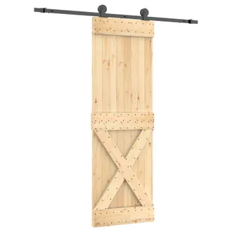 vidaXL Puerta Corredera Natural Y Negro 70 X 210 Cm Vidaxl