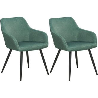 Beliani Set di 2 sedie imbottite in velluto verde con gambe in metallo Casmalia