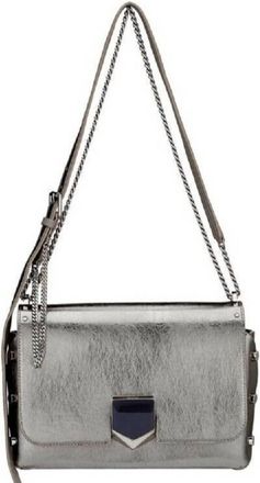 Jimmy Choo London Womens Lockett Studded Leather Crossbody Bag In Metallic Silver
