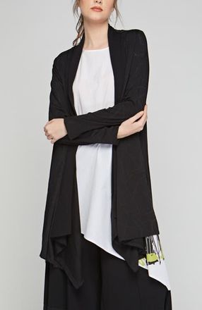 Luukaa D'Celli Axel Devore Cotton Jersey Duster in Black at Nordstrom, Size 4