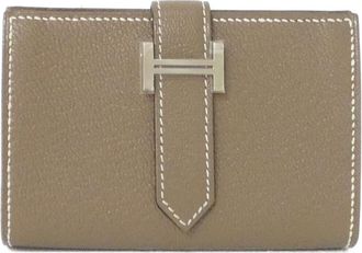 Herm&egrave;s Bearn Etoupe Gray Chevre Leather Wallet (Bi-Fold) (Pre-Owned)