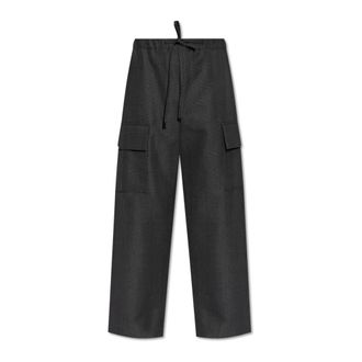 Alexander McQueen Alexander McQueen, Wide Trousers, female, Gray, Size: 3XS Wool Trousers