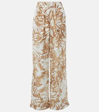 【送料&関税込】Brunello Cucinelli Palazzo Pants Brunello Cucinelli Metallic Garment Dyed Denim Relaxed