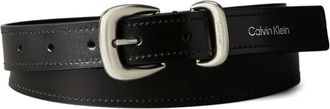 Calvin Klein logo leather belt - women - Calf Leather - 80 - Black