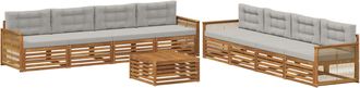 vidaXL Conjunto De Sof&aacute;s De Exterior 9 Uds. Natural Y Gris Claro Vidaxl