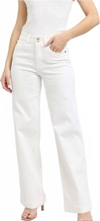 Judy Blue High Rise Double Button With Coin Pocket Embroidery Jeans In White