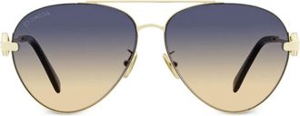 Omega pilot-frame sunglasses - women - Acetate/Metal - One Size - Gold