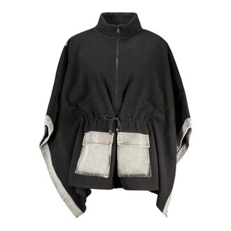Desigual Poncho de Mezclilla con Contraste - Jackets - Mujer - Negro - ONE SIZE