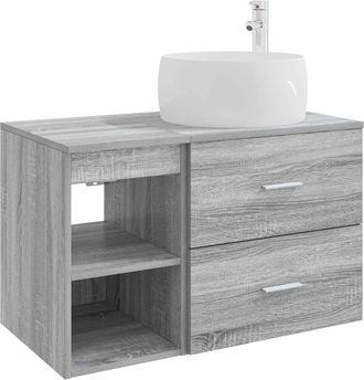 vidaXL Juego De Muebles De Ba&ntilde;o 2 Uds. Sonoma Gris Vidaxl