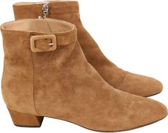 Sergio Rossi Buckled Strap Ankle Boots in Brown Suede