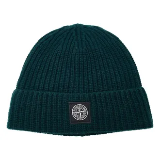 Stone Island Accessoires, Heren, Groen, ONE Size, Wol, Geelong Wol Beanie