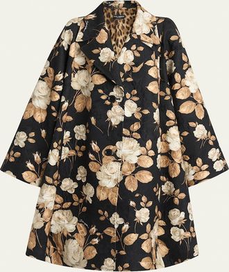 Dolce & Gabbana Floral Print Crinkle Coat