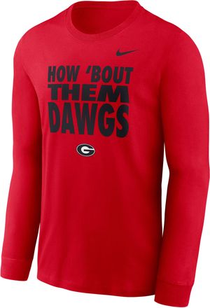 Nike Georgia Sideline Slogan Nike Mens Dri-FIT College Long-Sleeve T-Shirt in Red | 02EW65NGBN-H2B