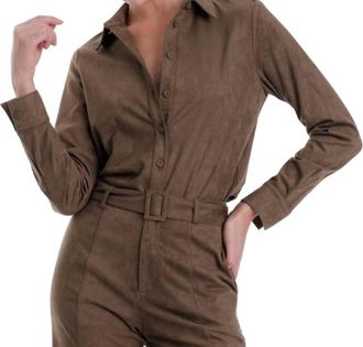 Karina Grimaldi Veronica Suede Blouse In Olive