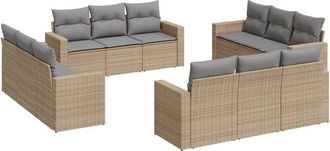 vidaXL Set De Sof&aacute;s De Jard&iacute;n 12 Pzas Y Cojines Rat&aacute;n Sint&eacute;tico Marr&oacute;n Vidaxl