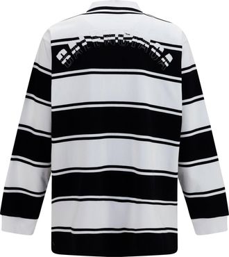 Balenciaga Mens Polo Shirt Long-Sleeve Striped Black-White Cotton Black/white T-shirts And Polos