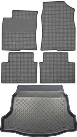 OEM Honda Civic X / Civic Sport Hatchback (5 Puertas) Desde 03.2017 Set - Alfombrillas De Goma Para Coche + Alfombrilla Para Maletero