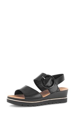 Gabor Quarter Strap Wedge Sandal in Black at Nordstrom, Size 11.5Us