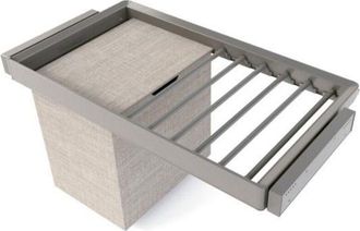 Emuca Emuca - Kit De Pantalonero De 7 Varillas, Cesto Y Bastidor Regulable Quartz Para Armarios, Gu&iacute;as De Cierre Suave Y Extracci&oacute;n Total, M&oacute;dulo 90cm, Acab