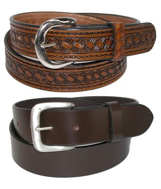 CTM Mens Leather Removable Buckle Belts (Pack of 2)