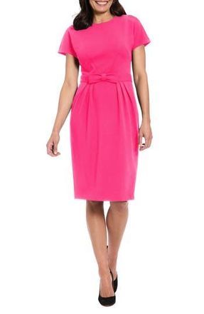 London Times Short Sleeve Bow Waist Sheath Dress in Lilac Rose at Nordstrom Rack, Size 12P