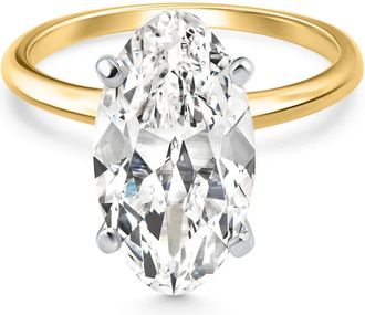 Pompeii3 Certified 6Ct Moval Solitaire Diamond Engagement Ring 14k Gold Lab Grown