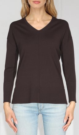 Metric Knits V-Neck Sweater In Chocolate