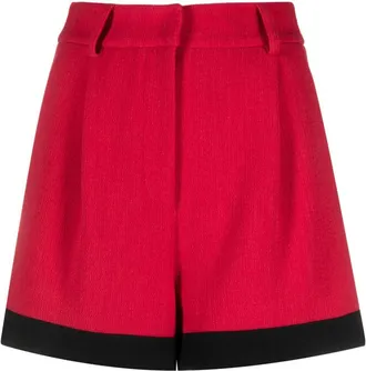Moschino contrasting-border short shorts - women - Elastane/Virgin Wool/Viscose/Acetate/Cupro - 38 - Red