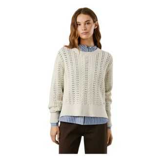 Pepe Jeans London Candide Jersey - Dames - Ronde hals truien - Wit - S - Katoen - Truien & Vesten