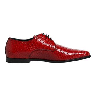 Dolce & Gabbana Rode exotische leren veterschoenen - Heren - Nette schoenen - Rood - 39 EU - Leer - Schoenen