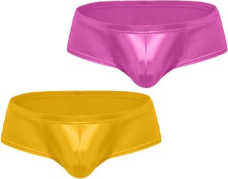 Feoya Mens Boxers Panties 2 Pack Sexy Micro Bikini Thongs Low Rise Underpants Solid Breathable Pouch Boxer Briefs Rose+Gold XL