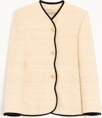 Valentino Giacca In Silk Linen Canvas Donna LATTE/NERO 38