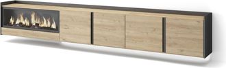 Skraut Home Skraut Home - Mueble Tv, Televisi&oacute;n, Muebles De Sal&oacute;n, Almacenaje, 315x35x50cm, Para Tv Hasta 80, Chimenea El&eacute;ctrica Xxl, Colgado, Suspendido, Led, Es