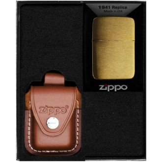 OEM Encendedor Zippo R&eacute;plica Brush Brass Set De Regalo N.&ordm; 4