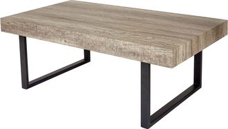 Hhg Nunca Usado] Mesa De Centro Kos T576, Mesa De Sal&oacute;n, 40x110x60cm Certificado Mvg, Roble Silvestre, Patas De Metal Oscuro