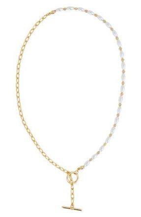 Sterling Forever Emersyn Faux Pearl Bar & Toggle Pendant Necklace in Gold at Nordstrom Rack