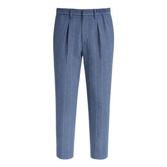 Eleventy Slim-fit Trousers, male, Blue, 2XL, Blue Striped Wool Trousers Modern Fit